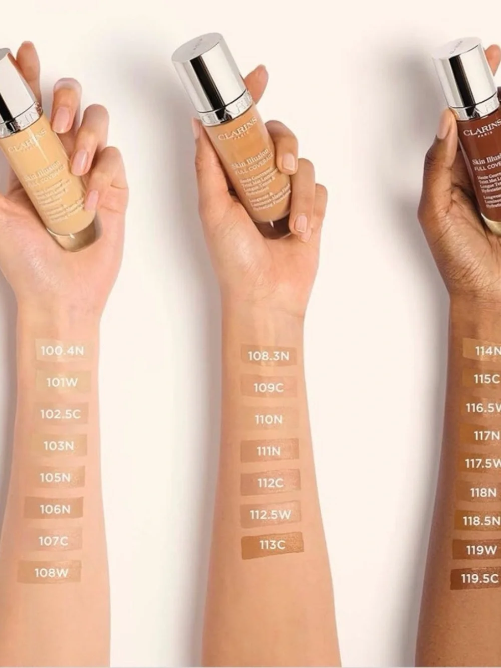 CLARINS Skin Illusion Full Coverage Foundation Light Beige 101W ~ New in Box - Picture 3 of 8